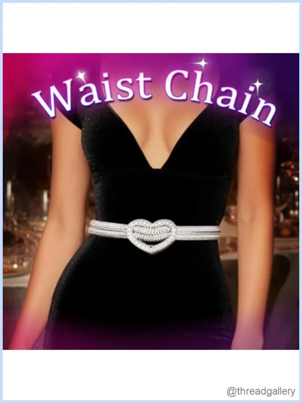Rhinestone Belt Adjustable Sparkly Fashion Waist Belt for Dresses & Rave